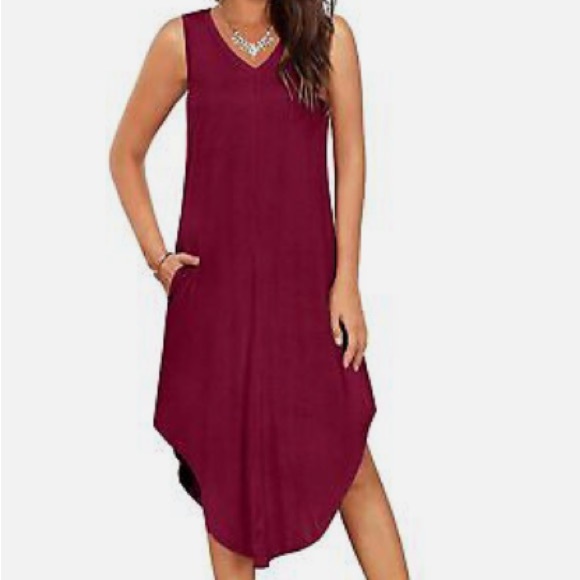 🆕🎉HP🎉
Zattcas Womens Jersey Sleeveless VNeck Racerback Summer Midi Dress - Picture 2 of 9